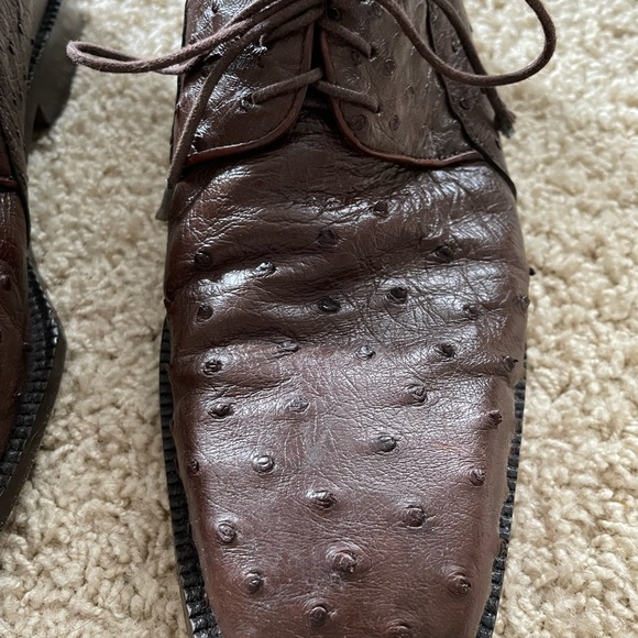 Studio Belvedere Full Quill Ostrich Leather Oxford Dress Shoes - Size 10.5 - Picture 10 of 16